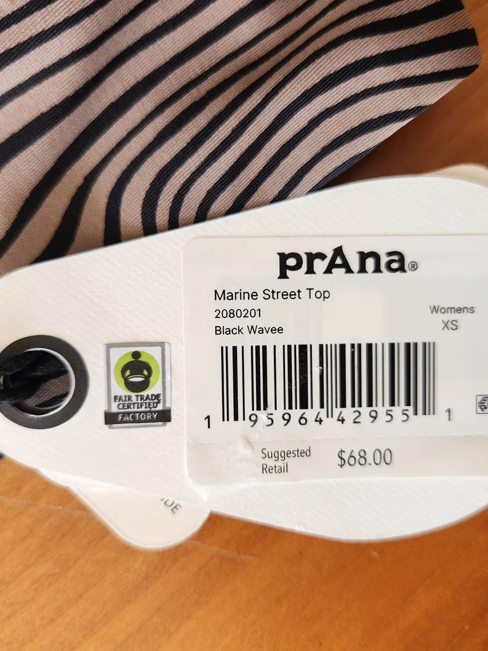 NWT Prana XS Marine Black Weave Street Top Sports Bra